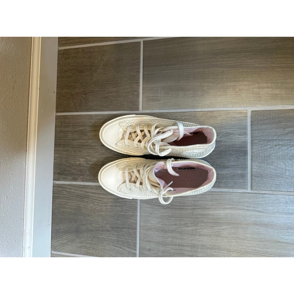 Converse Chuck 70 Hi Woven Textile Cream Sneakers‎ A07534C Womens 7.5 - Picture 2 of 5